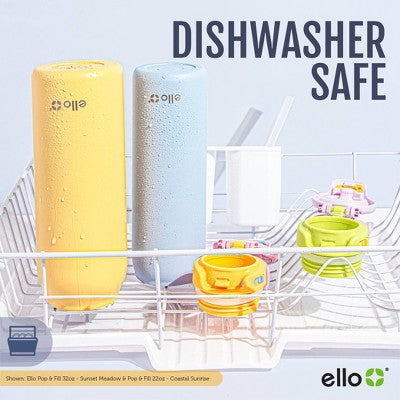 Ello Pop and Fill 32oz Stainless Steel Water Bottle Tonal Cream