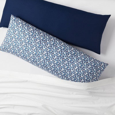2pk Microfiber Body Pillow Cover Floral/Navy - Room Essentials