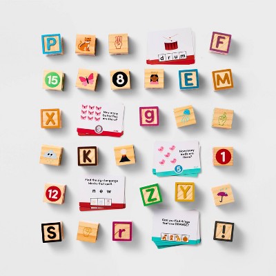 Wooden Blocks Activity - Gigglescape: Educational Letter Blocks, Storage Box, 78 Pieces, Ages 3+
