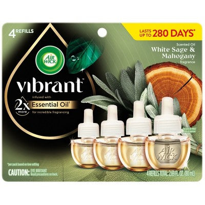 Air Wick Vibrant Plug-in Scented Oil Air Freshener Refills - White Sage & Mahogany - 4pk