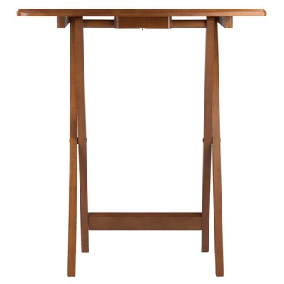5pc Dylan Oversize Snack Table Set Teak Brown - Winsome: Solid Wood, X-frame, Storage Stand (LOCAL PICKUP ONLY)