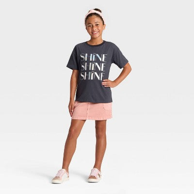 Girls' Shine Oversized Graphic T-Shirt - Cat & Jack Gray L