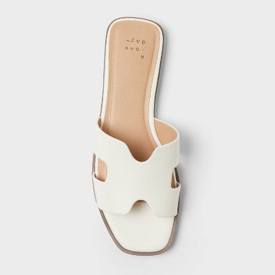 Women's Nina Slide Sandals - A New Day White 6