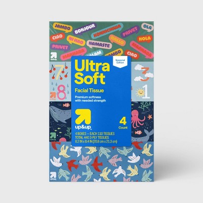 Back-to-School Designs - Ultra Soft Facial Tissue - 4pk/110ct - up&up