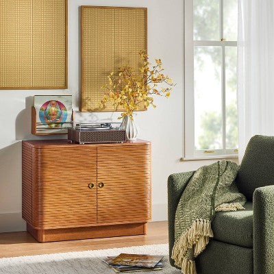 Grooved Mid-Century Decorative Storage Cabinet - Hearth & Hand with Magnolia (LOCAL PICKUP ONLY)