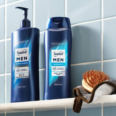 Suave Men 2-in-1 Pump Shampoo & Conditioner - Ocean Charge - 28 fl oz: For All Hair Types, Paraben-Free, Daily Use