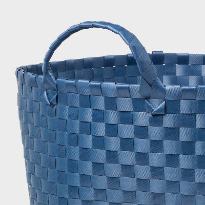 Woven Plastic Floor Basket Navy - Brightroom