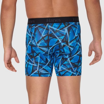 Hanes Originals Premium Super Stretch Boxer Briefs 3pk - Blue/Black S: Tagless, Moisture Wicking, Quick Drying