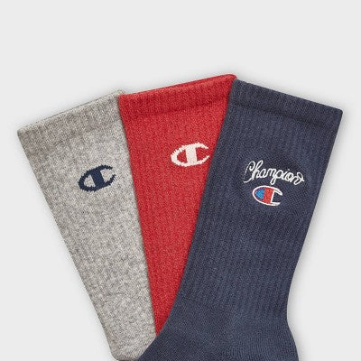 Champion Women's Embroidered 3pk Crew Socks - Navy