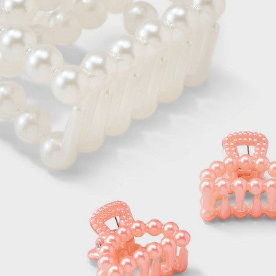 Girls' 3pk Pearls Claw Clip Set - Cat & Jack