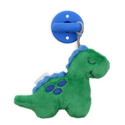 Itzy Ritzy Pacifier with Lovey Set - Silicone Paci with Detachable Stuffed Animal - Dinosaur