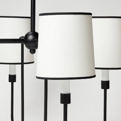 4-Arm Chandelier with Trim Shades Black - Threshold designed with Studio McGee: Polyester/Cotton, Metal Body, UL Listed (LOCAL PICKUP ONLY)