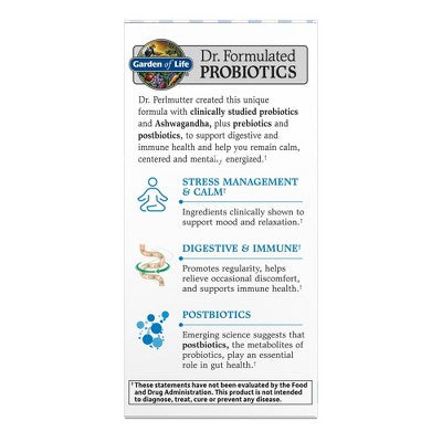 Garden of Life Dr. Formulated Digestive + Stress Probiotic Capsule - 30ct: 40 Billion CFU, Certified Gluten-Free, Non-GMO Verified