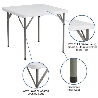 Flash Furniture 2.85-Foot Square Granite White Plastic Folding Table (LOCAL PICKUP ONLY)