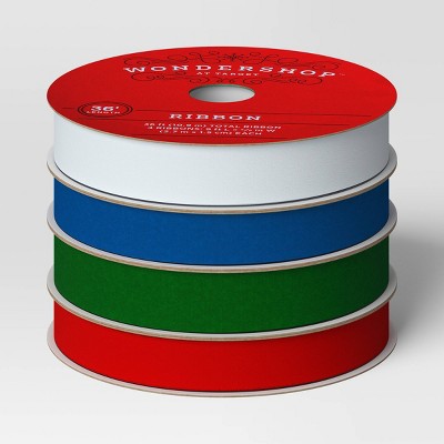 4pk Christmas Velvet Ribbon Red/Green/Blue/White - Wondershop