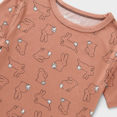 Girls  2pc Easter Bunnies  Pajama Set - Cat & Jack Brown 14