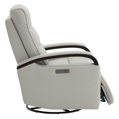 Spruce & Spring Cream Beige Leather Power Recliner Swivel Glider Rocker with Power Headrest (LOCAL PICKUP ONLY)