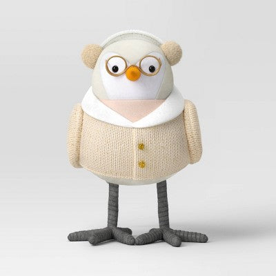Featherly Friends 'Heiwa' Fabric Christmas Bird Figurine Wearing Glasses and Earmuffs - Wondershop
