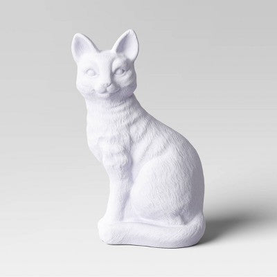 Plastic Halloween Flocked Decor White Cat - Hyde & EEK! Boutique