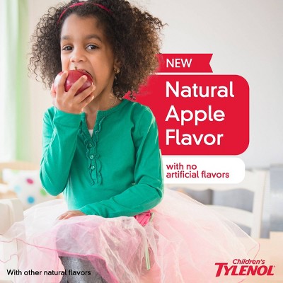 Tylenol Children's Pain + Fever Ages 2 - 11 Years - Apple Flavor Dye-Free Acetaminophen Liquid Suspension- 4 fl oz