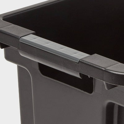 Small Stackable Storage Bin - Brightroom: Black Polypropylene Utility, 4.24 Volume, 16.4x10.58x8.39, Spot Clean