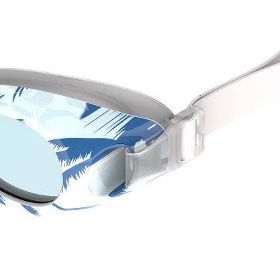 Speedo Junior Glide Print Swim Goggles - White/Blue Palm: Ages 6-14, Polycarbonate Material