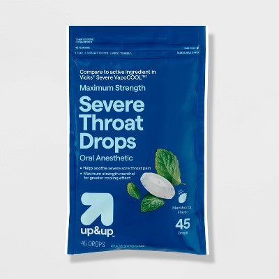 Severe Throat Drops Oral Anesthetic - Menthol Ice - 45ct - up&up