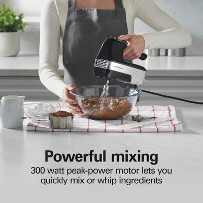 Hamilton Beach 6 Speed Hand Mixer Ultimate Speed Control 62631: 250W Black Handheld Mixer for Kitchen, Dishwasher-Safe Parts