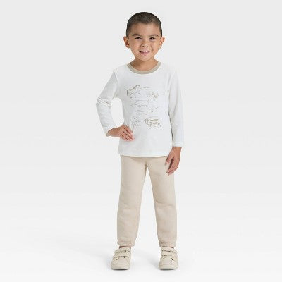 Toddler Boys' Animals Graphic T-Shirt - Cat & Jack Off-White 3T