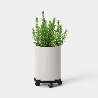 12" Plant Caddy on Wheels Planter Stands and Holders Black - Threshold