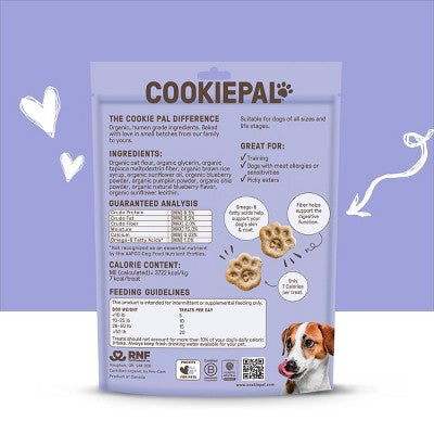 Cookie Pal Blueberry and Pumpkin Soft Baked Human Grade and Organic Dog Treats - 8.8oz
