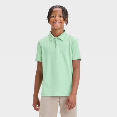 Boys' Textured Polo Shirt - All In Motion Light Green L