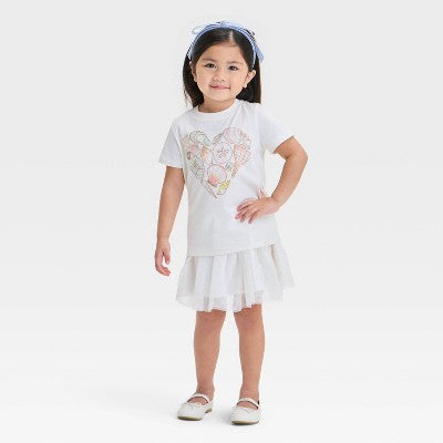 Toddler Girls' Tulle Skirt Cream 2T Closure, Above Knee Length