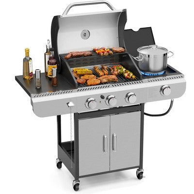 R.W. FLAME BBQ Gas Grill – 34,000 BTU Propane, Enamel Grates, Removable Grease Tray, Ideal for Outdoor Cooking, Camping, Backyard, Patio & Deck (LOCAL PICKUP ONLY)