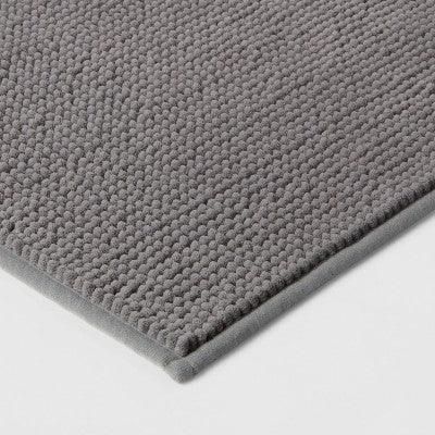 20"x32" Everyday Chenille Bath Rug Dark Gray - Room Essentials: Machine Washable, Tufted Bathroom Mat