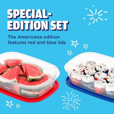 Rubbermaid 2pc TakeAlongs 1.0G/3.7L Rectangle Summer Food Storage Containers - Red/Blue Large