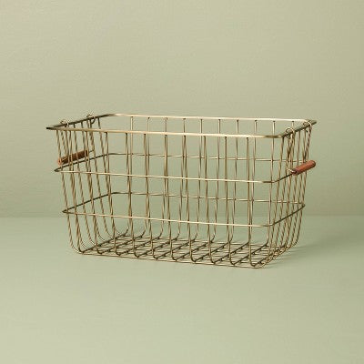 Small Rectangular Brass Wire Storage Basket - Hearth & Hand with Magnolia
