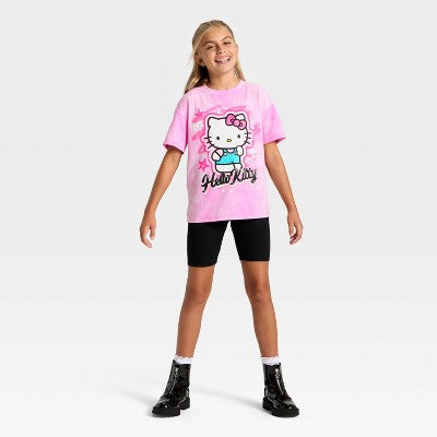 Girls' Hello Kitty Short Sleeve Oversized Graphic T-Shirt - Pink S