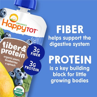 HappyTot Fiber & Protein Organic Pears Blueberries & Spinach Baby Food - 4oz