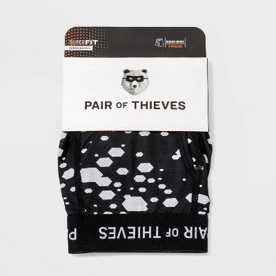 Pair of Thieves Men's Super Fit Polka Dot Boxer Briefs - Black/White S: Lightweight Mesh, Full Waistband Elastic