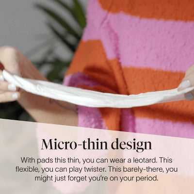 Cora Organic Cotton Ultra Thin Fragrance Free Pads with Wings for Periods - Super Absorbency - 30ct
