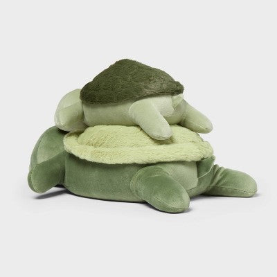Turtle and Baby Weighted Plush Kids' Throw Pillow Green - Pillowfort