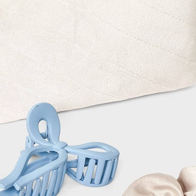 Fleece Pouch Hair Bow Claw Clip Satin Hair Twister Spa Set - Wild Fable Pink