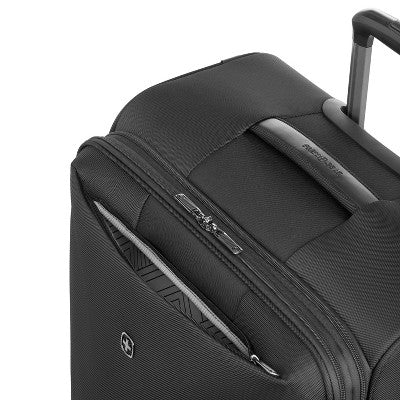 SWISSGEAR Checklite Softside Large Checked Suitcase - Black: 8-Wheel Tear-Resistant Luggage