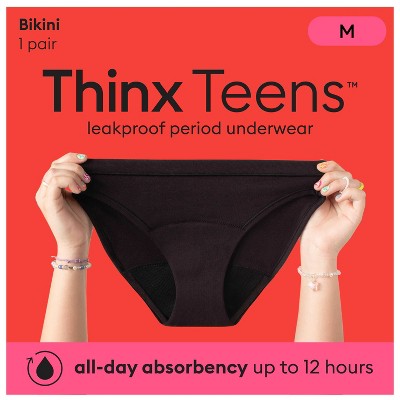 Thinx Teens Bikini Leakproof Women's Period Underwear - Black - Medium