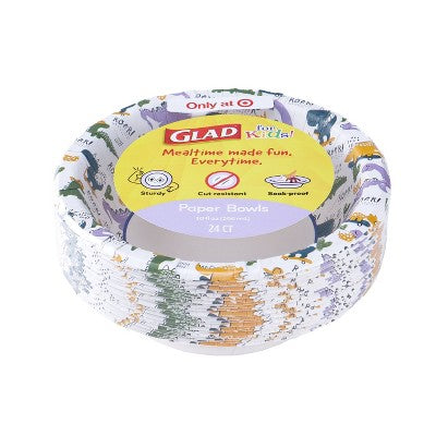 Glad for kids' Dino Disposable Paper Bowls - 10oz/24ct