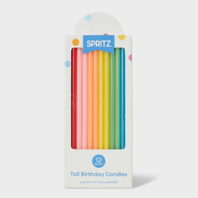 Neon Rainbow Tall Birthday Candles 12ct - Spritz