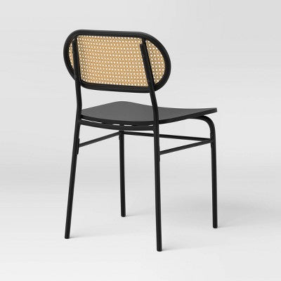 Set of 2 Wicker Back Metal Dining Chair Black - Room Essentials (LOCAL PICKUP ONLY)