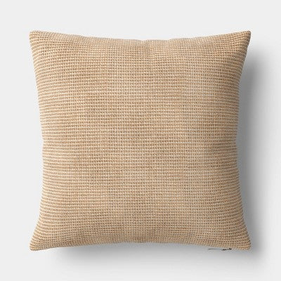 Square Chunky Linen Pillow with Exposed Zipper Brown - Threshold