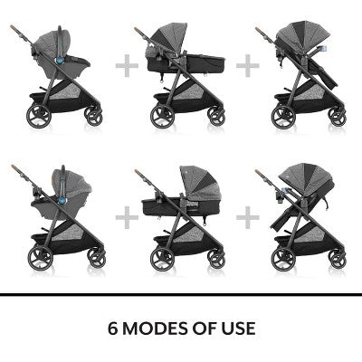 Evenflo Shyft Intuiti+ Travel System Featuring Revolve180 LiteMax NXT with Sensory Soothe - Travertine (LOCAL PICKUP ONLY)